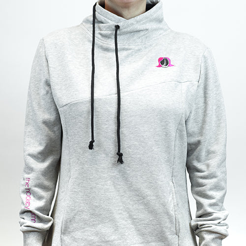 The Hockey Mommy Gray Collared Sweatshirt with Pull String